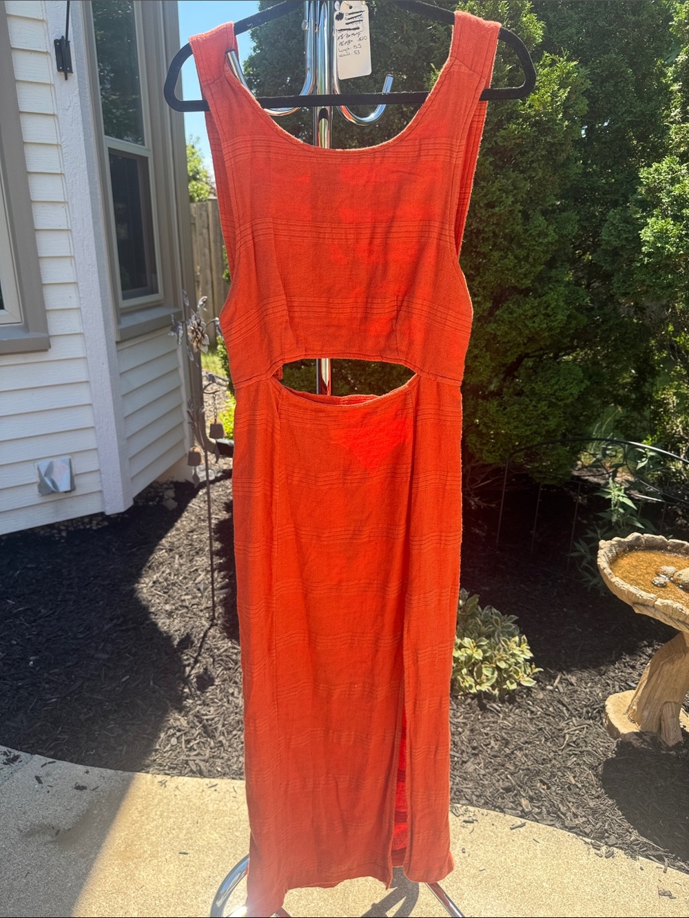 Free People Bright Orange Sleeveless Maxi with Midriff Cutout